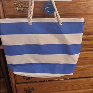 Blue and White Striped Tote Bag
